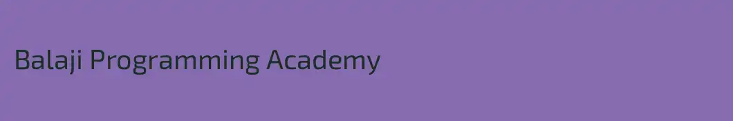 Balaji Programming Academy